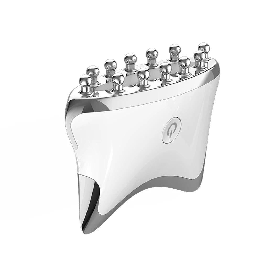 EMS Microcurrent Gua Sha LED Facial & Body Massager silver-set by HitMyNeed