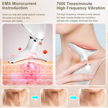 EMS Neck & Face Lifting Massager with LED Therapy by HitMyNeed