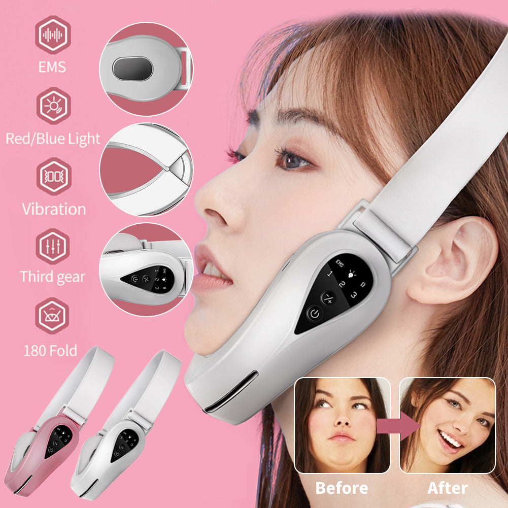 EMS V-Shape Facial Lifting Massager with Red & Blue LED by HitMyNeed