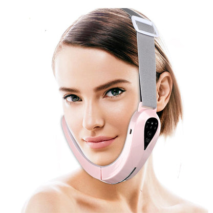 EMS V-Shape Facial Lifting Massager with Red & Blue LED pink by HitMyNeed