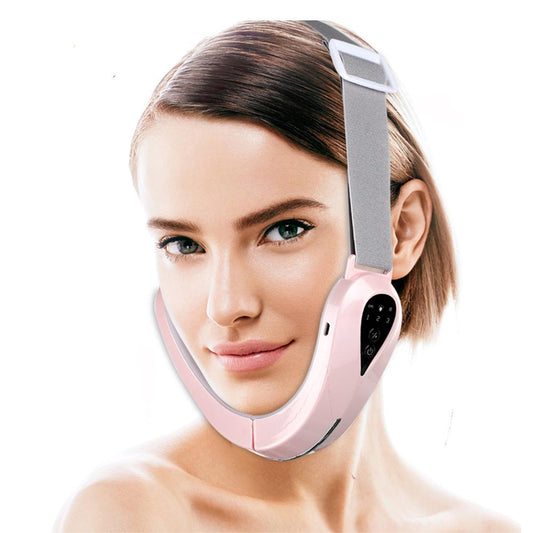 EMS V-Shape Facial Lifting Massager with Red & Blue LED pink by HitMyNeed