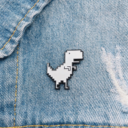 Enamel Pixel Dinosaur Brooch Pin by HitMyNeed