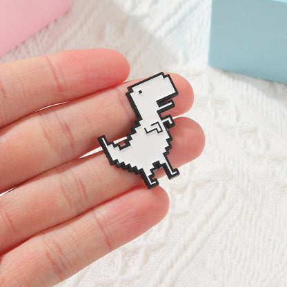 Enamel Pixel Dinosaur Brooch Pin by HitMyNeed