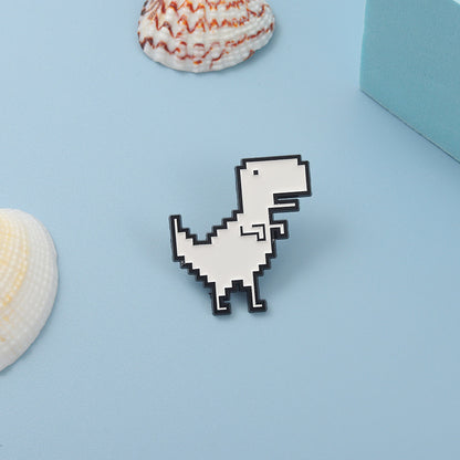 Enamel Pixel Dinosaur Brooch Pin by HitMyNeed