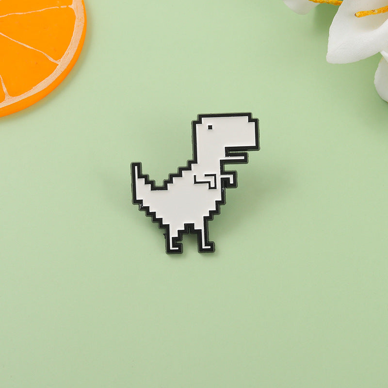 Enamel Pixel Dinosaur Brooch Pin by HitMyNeed