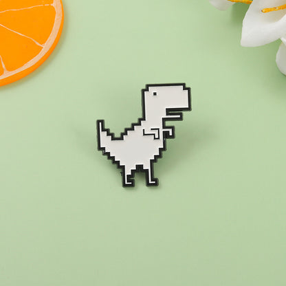 Enamel Pixel Dinosaur Brooch Pin by HitMyNeed
