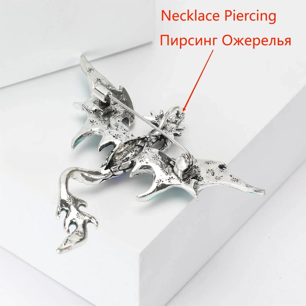Enamel Rhinestone Dragon Brooch Pin for Clothes & Bags by HitMyNeed