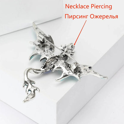 Enamel Rhinestone Dragon Brooch Pin for Clothes & Bags by HitMyNeed
