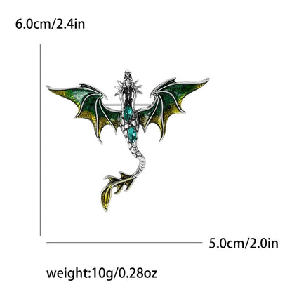 Enamel Rhinestone Dragon Brooch Pin for Clothes & Bags by HitMyNeed