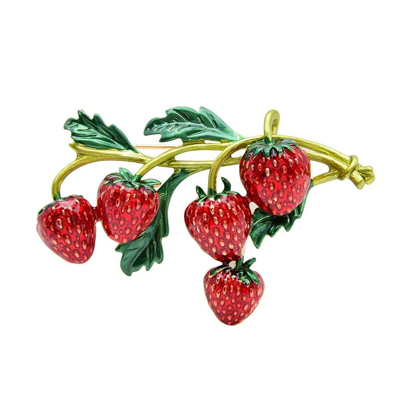 Enamel Strawberry Brooch Pin for Jackets & Dresses by HitMyNeed