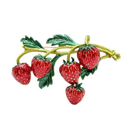 Enamel Strawberry Brooch Pin for Jackets & Dresses by HitMyNeed