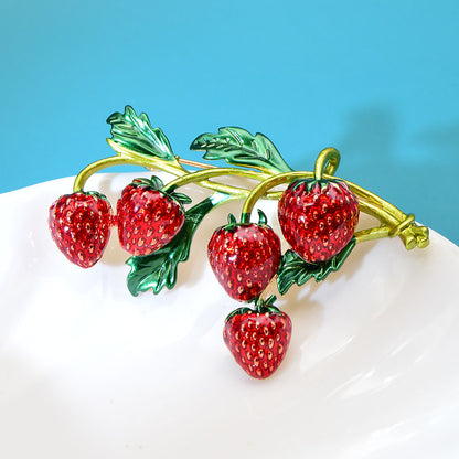 Enamel Strawberry Brooch Pin for Jackets & Dresses by HitMyNeed