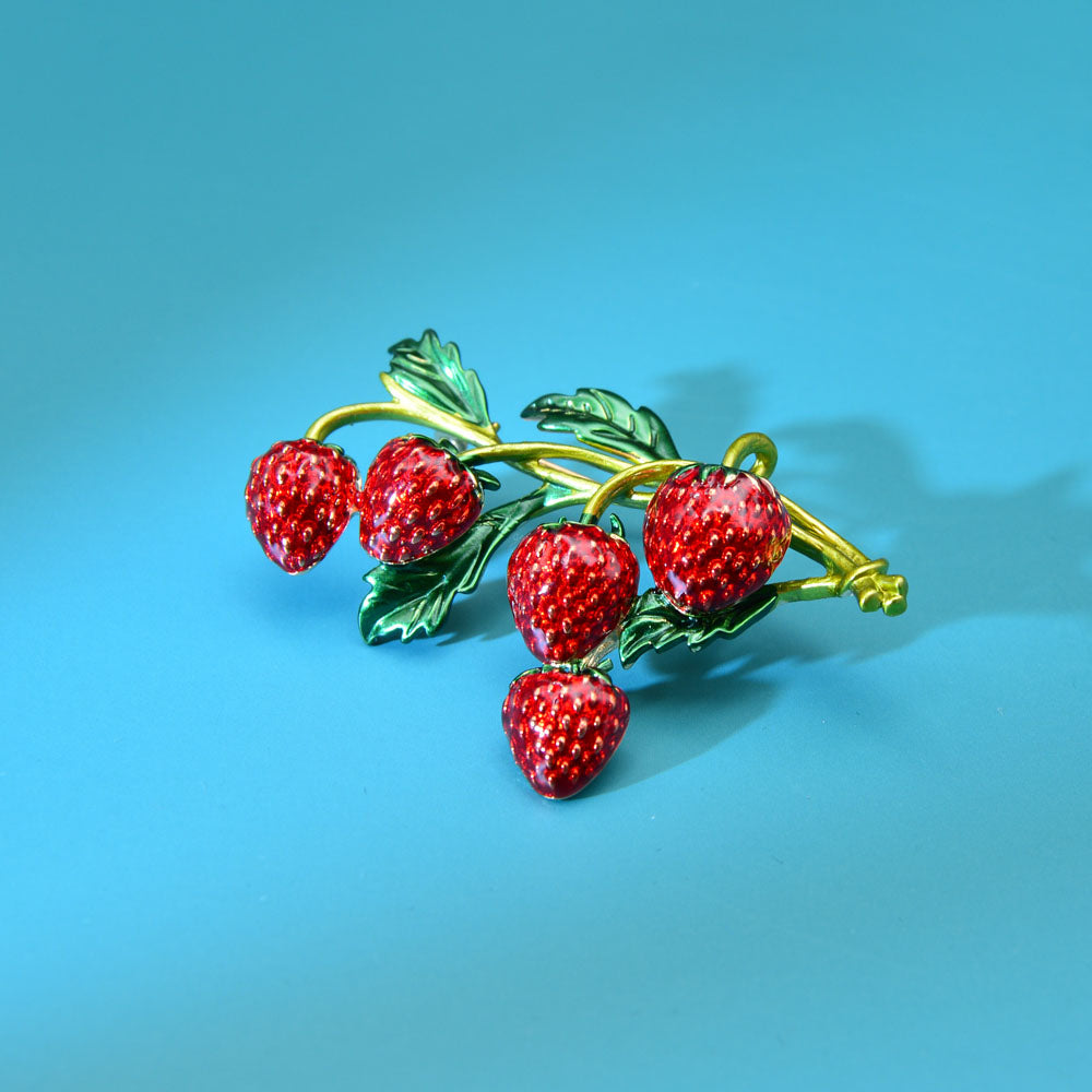 Enamel Strawberry Brooch Pin for Jackets & Dresses by HitMyNeed