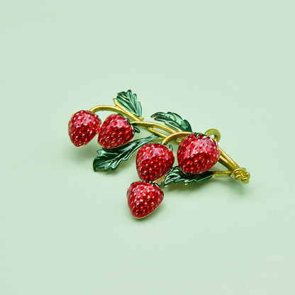 Enamel Strawberry Brooch Pin for Jackets & Dresses by HitMyNeed