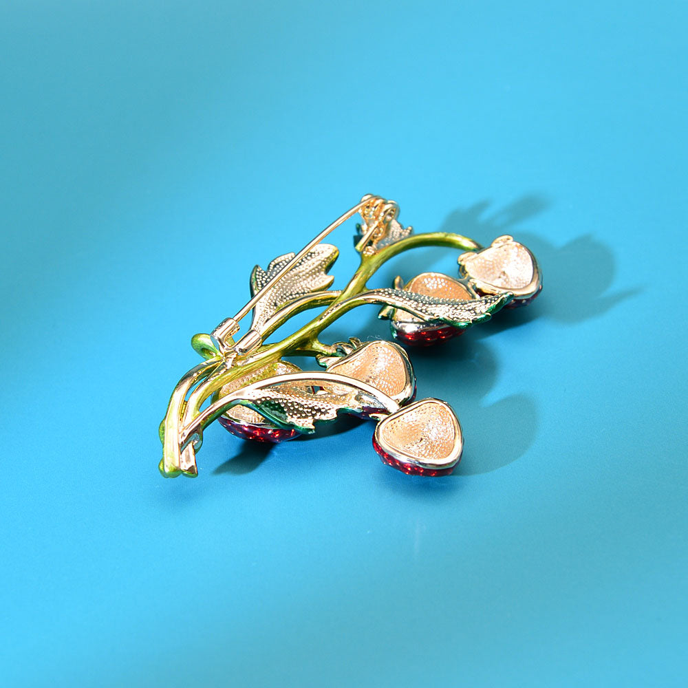 Enamel Strawberry Brooch Pin for Jackets & Dresses by HitMyNeed