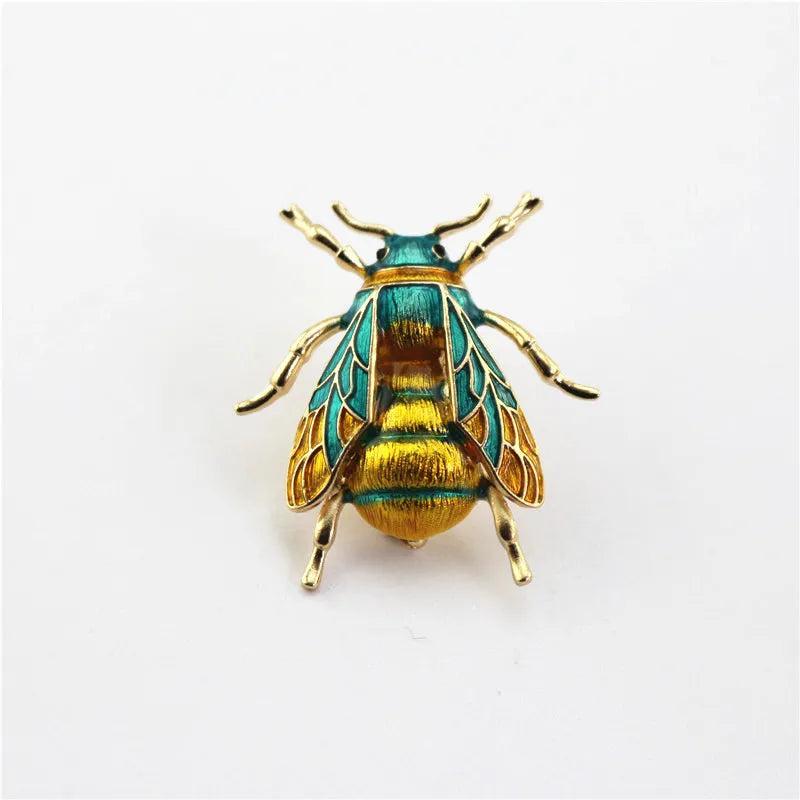 Enamel Yellow Bumblebee Brooch Pin for Women green by HitMyNeed