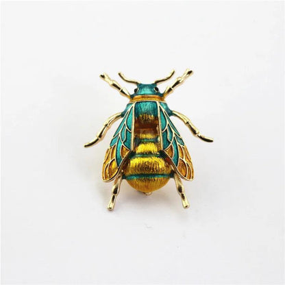 Enamel Yellow Bumblebee Brooch Pin for Women green by HitMyNeed