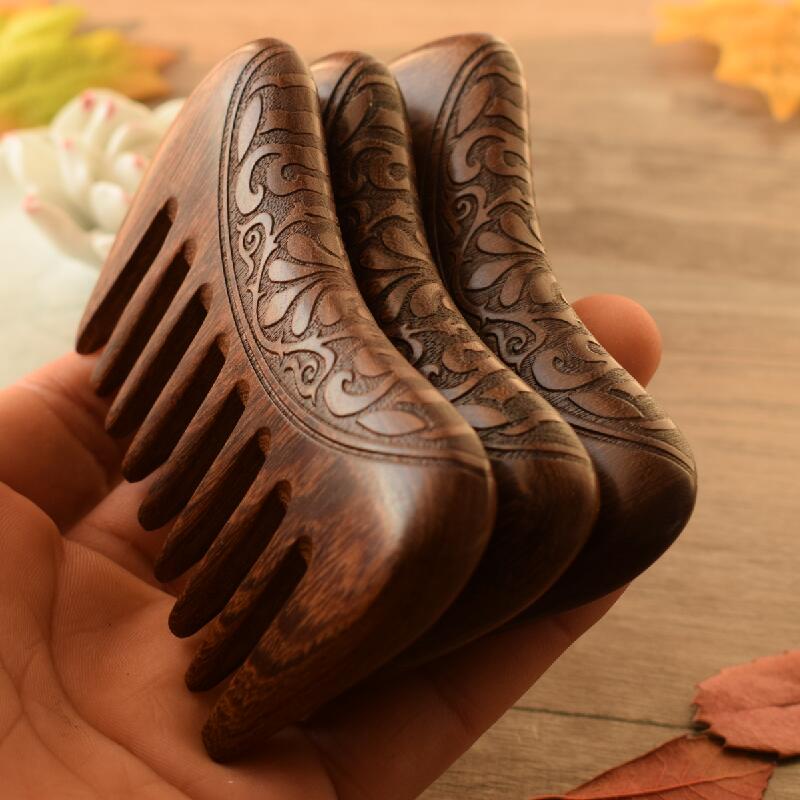 Engraved Sandalwood Wide Tooth Comb by HitMyNeed