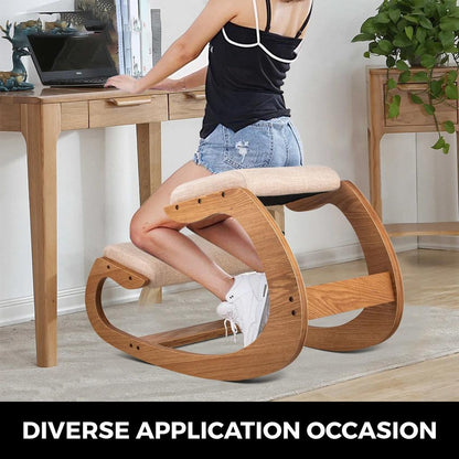 Ergonomic Rocking Wooden Kneeling Office Chair by HitMyNeed