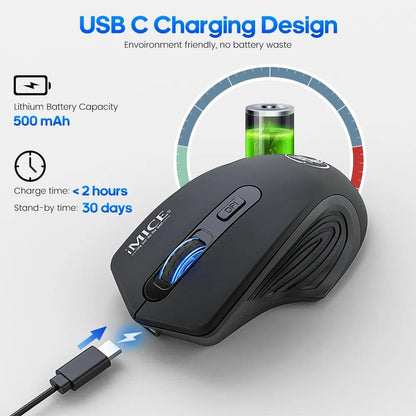 Ergonomic Silent Rechargeable Bluetooth Mouse by HitMyNeed