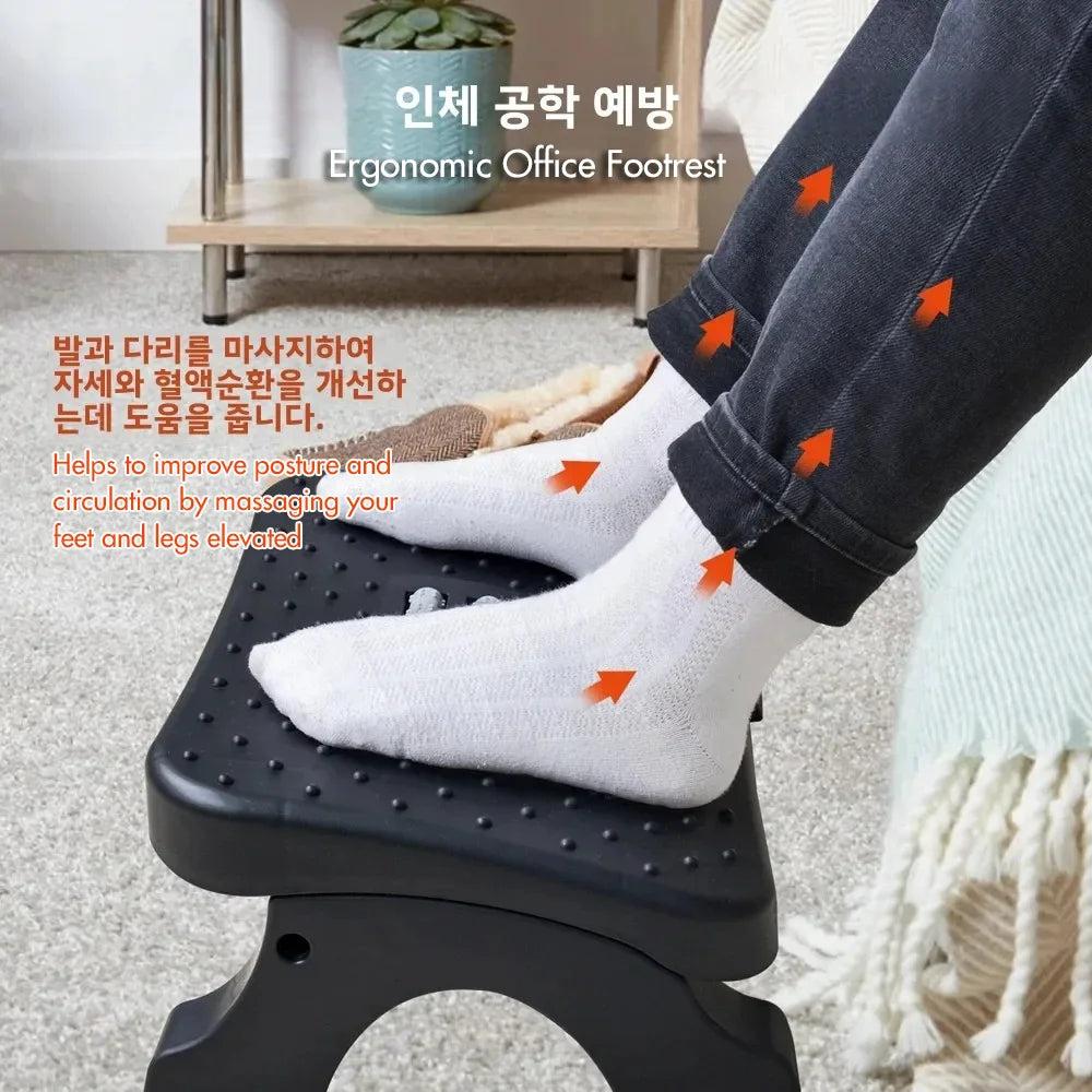 Ergonomic Under Desk Footrest with Massage Rollers by HitMyNeed