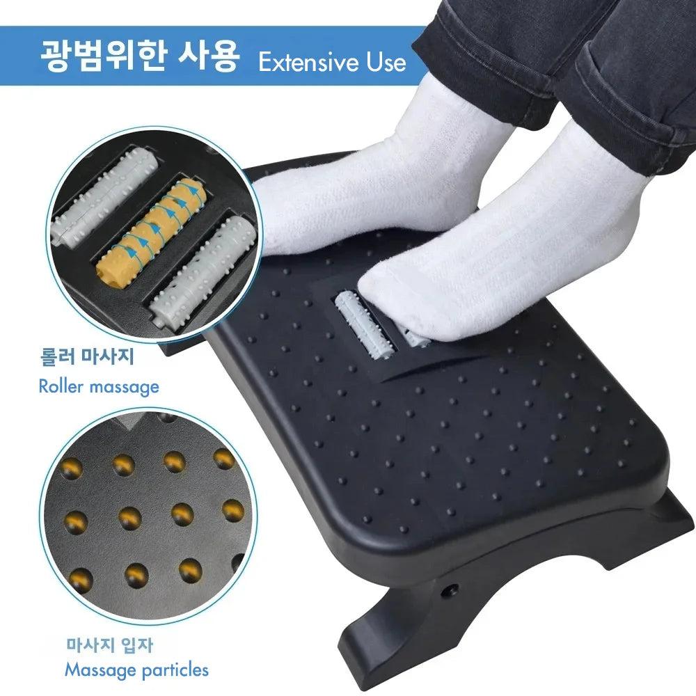 Ergonomic Under Desk Footrest with Massage Rollers by HitMyNeed