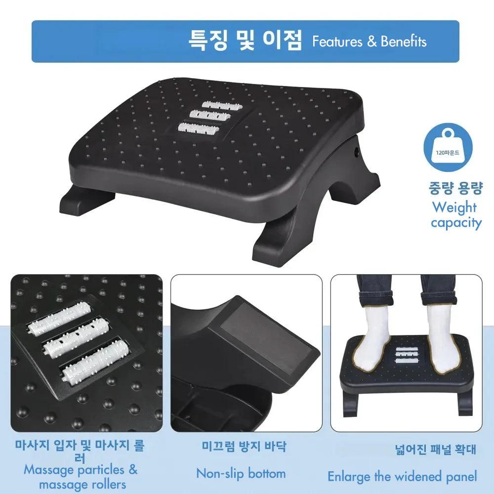 Ergonomic Under Desk Footrest with Massage Rollers by HitMyNeed