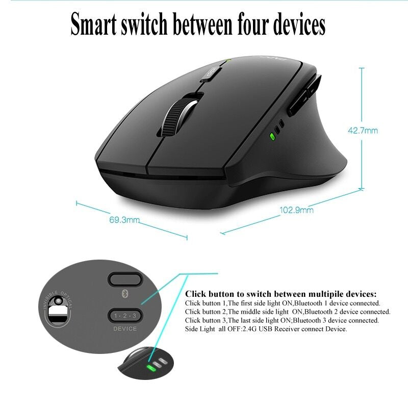 Ergonomic Wireless Mouse with Multi-Device Control by HitMyNeed