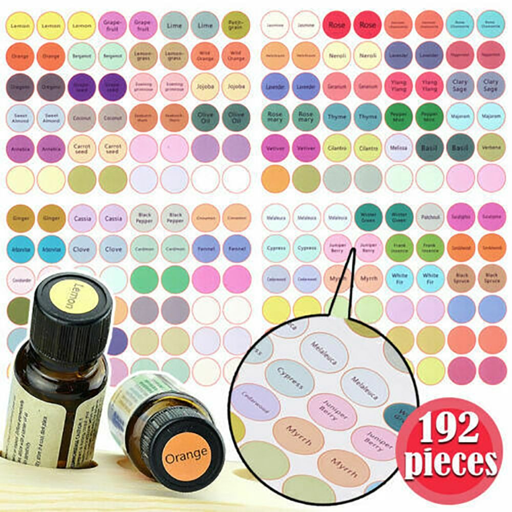 Essential Oil Bottle Cap Labels, 192 Stickers by HitMyNeed