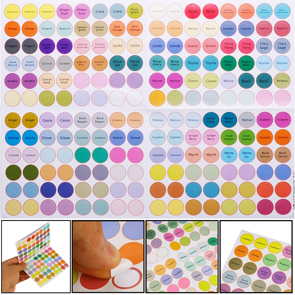 Essential Oil Bottle Cap Labels, 192 Stickers by HitMyNeed