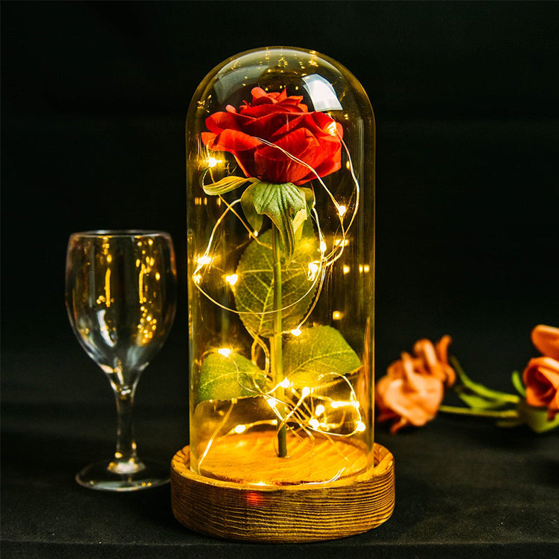 Eternal Rose in Glass Dome with LED Lights by HitMyNeed