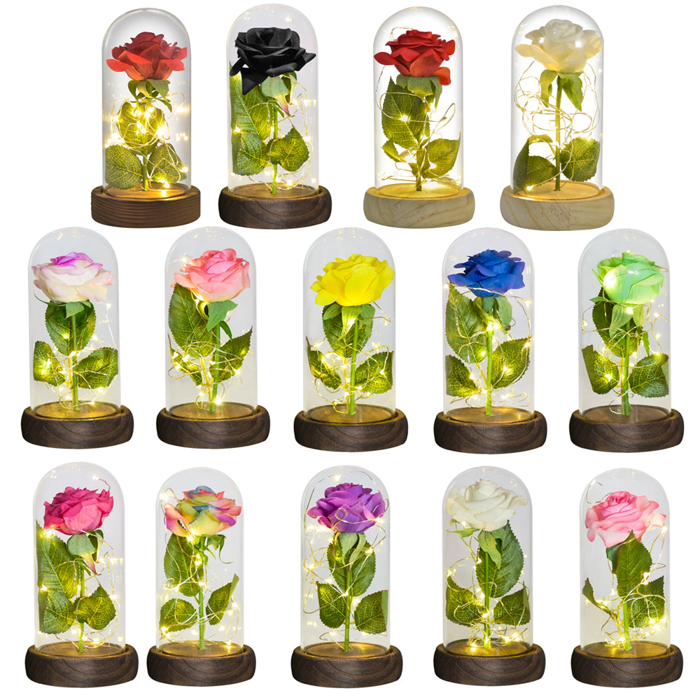 Eternal Rose in Glass Dome with LED Lights by HitMyNeed