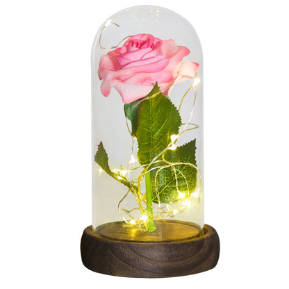 Eternal Rose in Glass Dome with LED Lights light-pink-flower by HitMyNeed