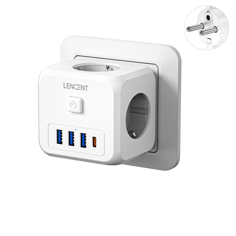 EU Power Strip 3 AC Outlets, 3 USB & USB-C, 4000W by HitMyNeed