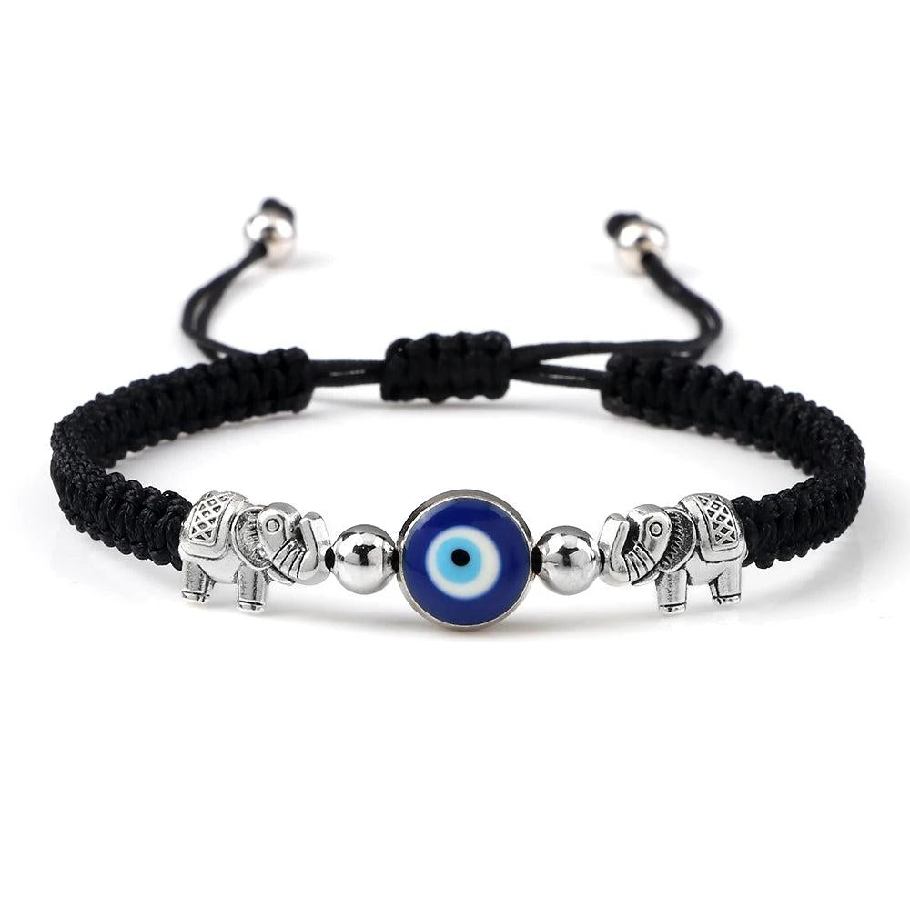 Evil Eye Braided Red & Black Adjustable Bracelet black-elephant by HitMyNeed