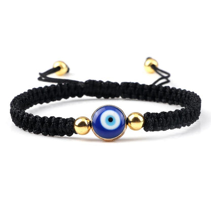 Evil Eye Braided Red & Black Adjustable Bracelet black-golden-color by HitMyNeed