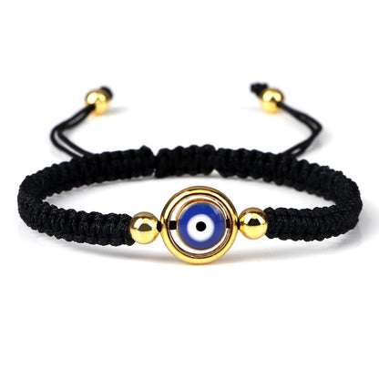 Evil Eye Braided Red & Black Adjustable Bracelet black-goldencolor-3 by HitMyNeed
