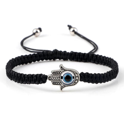 Evil Eye Braided Red & Black Adjustable Bracelet black-hand by HitMyNeed