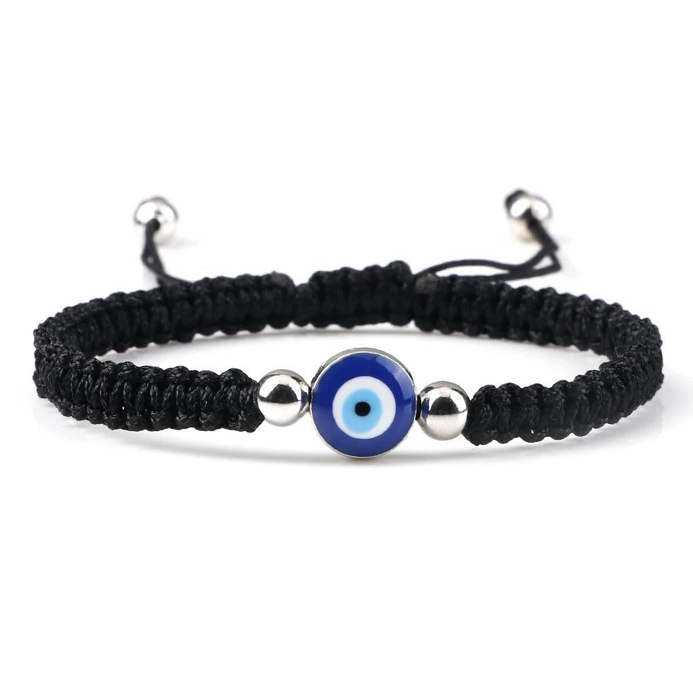 Evil Eye Braided Red & Black Adjustable Bracelet black-sliver-color by HitMyNeed