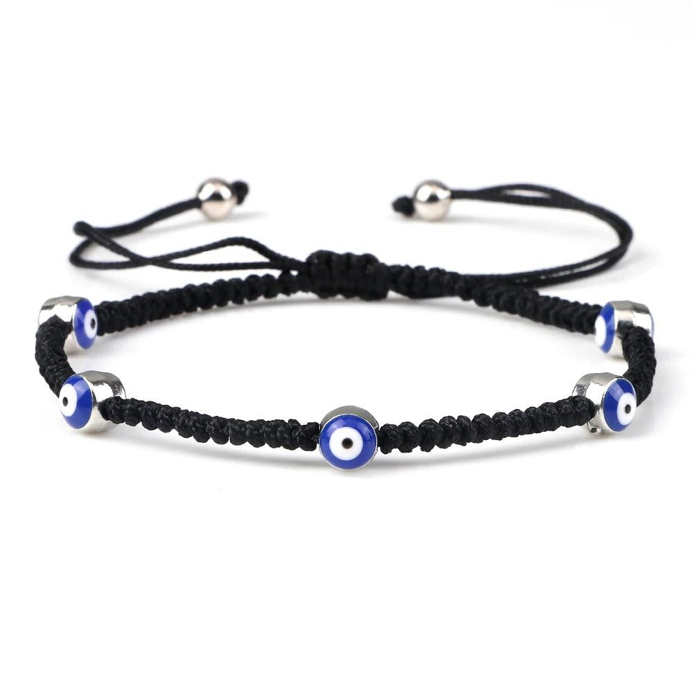 Evil Eye Braided Red & Black Adjustable Bracelet black-sliver-color2 by HitMyNeed