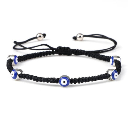Evil Eye Braided Red & Black Adjustable Bracelet black-sliver-color2 by HitMyNeed