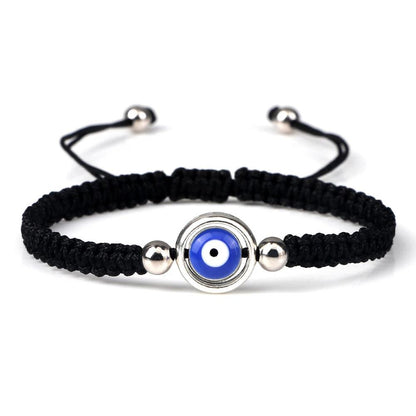 Evil Eye Braided Red & Black Adjustable Bracelet black-sliver-color3 by HitMyNeed