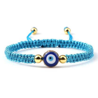 Evil Eye Braided Red & Black Adjustable Bracelet blue-golden-color by HitMyNeed