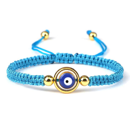 Evil Eye Braided Red & Black Adjustable Bracelet blue-goldencolor-3 by HitMyNeed