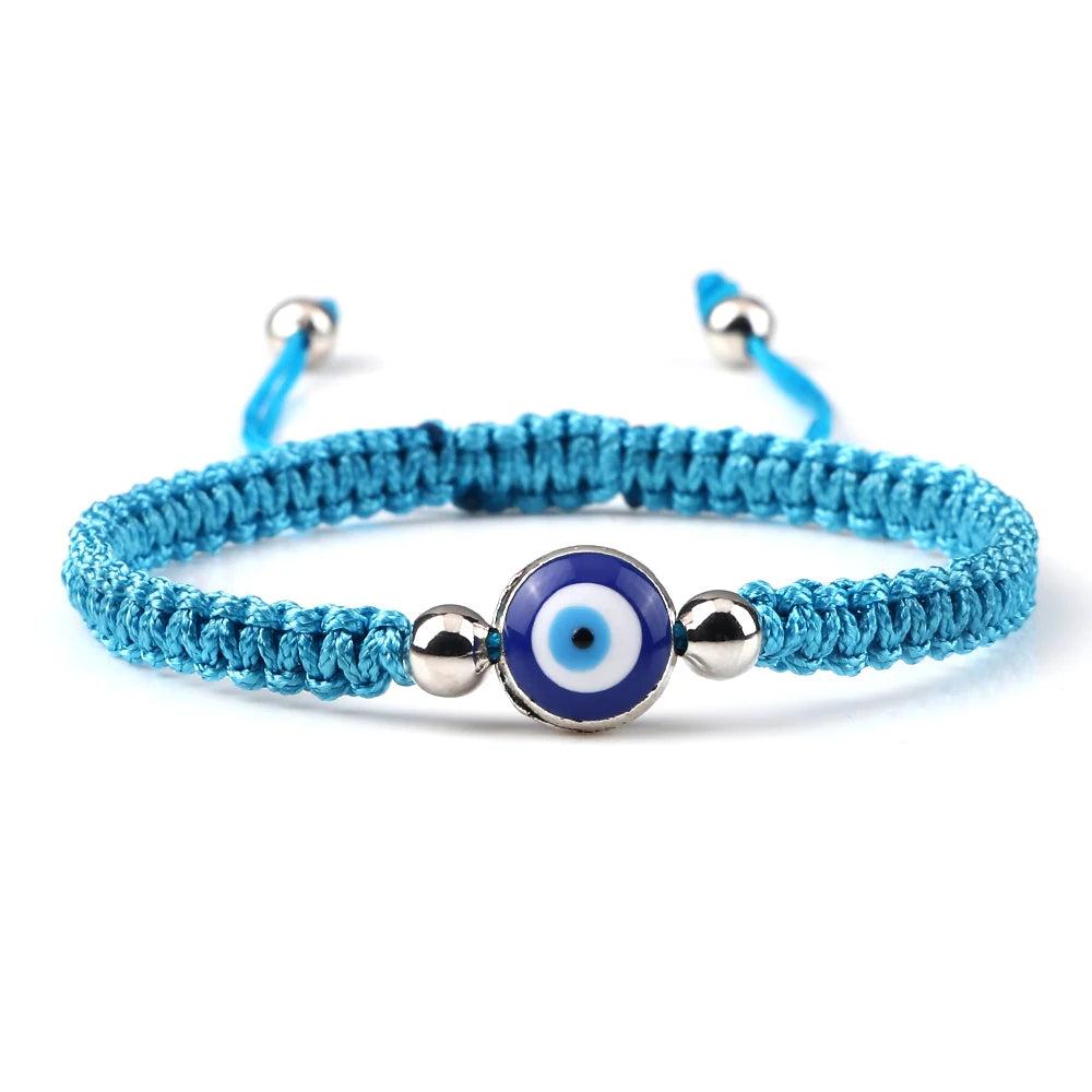 Evil Eye Braided Red & Black Adjustable Bracelet blue-sliver-color by HitMyNeed