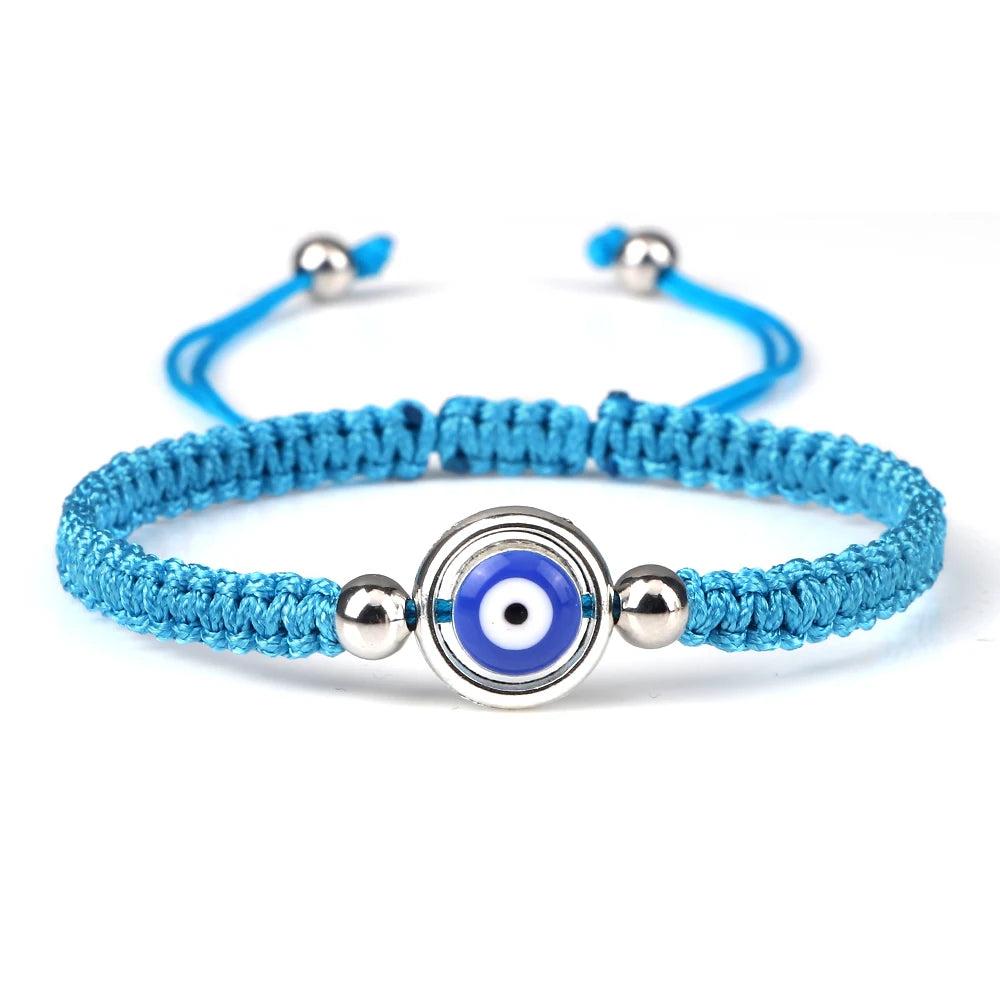 Evil Eye Braided Red & Black Adjustable Bracelet blue-sliver-color3 by HitMyNeed