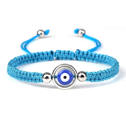 Evil Eye Braided Red & Black Adjustable Bracelet blue-sliver-color3 by HitMyNeed