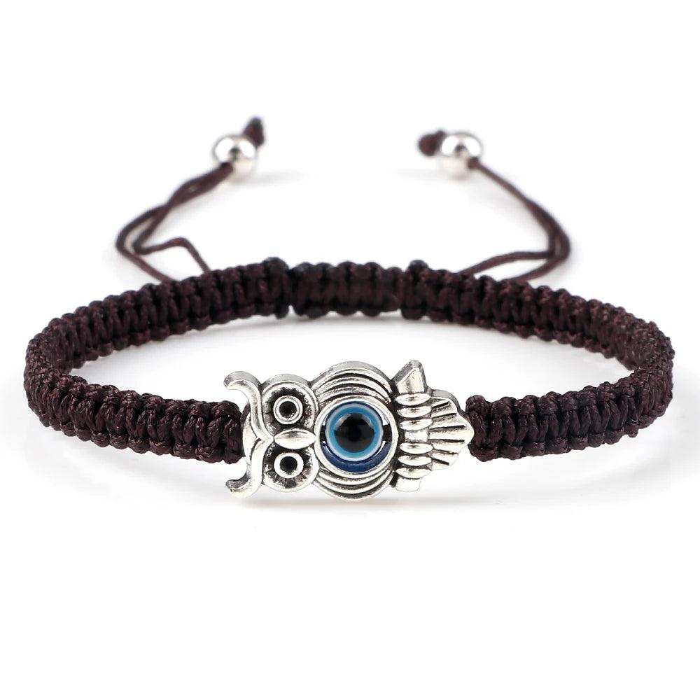 Evil Eye Braided Red & Black Adjustable Bracelet brown-owl by HitMyNeed