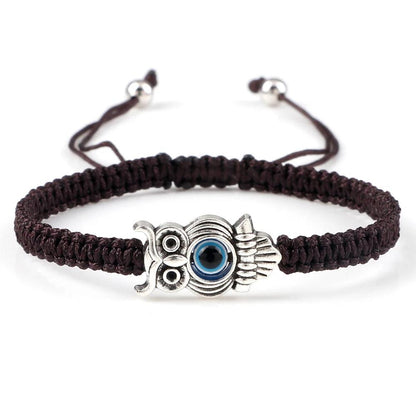Evil Eye Braided Red & Black Adjustable Bracelet brown-owl by HitMyNeed