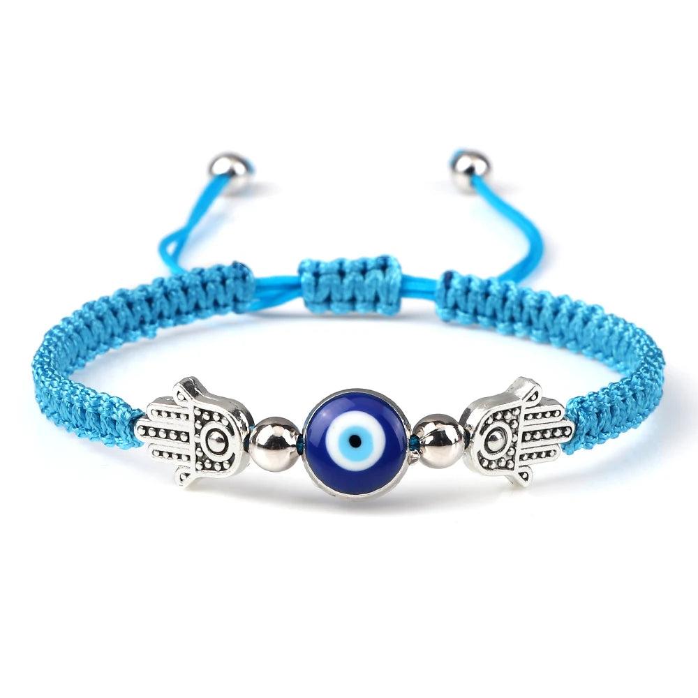 Evil Eye Braided Red & Black Adjustable Bracelet light-blue-bergamot by HitMyNeed